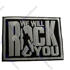 We Will Rock You embroidered patch rectangle iron on sew on 2x3” DIY crafts hats